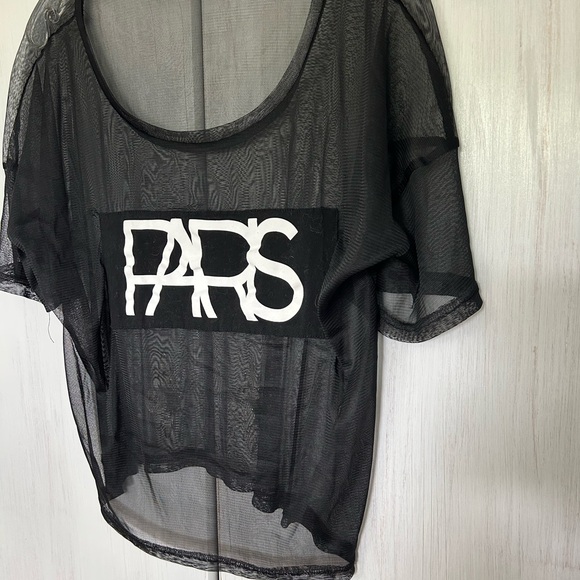 HAODUOYI Paris Sheer Tee Sz XL Perfect over fitted dress or off shoulder - Picture 3 of 5